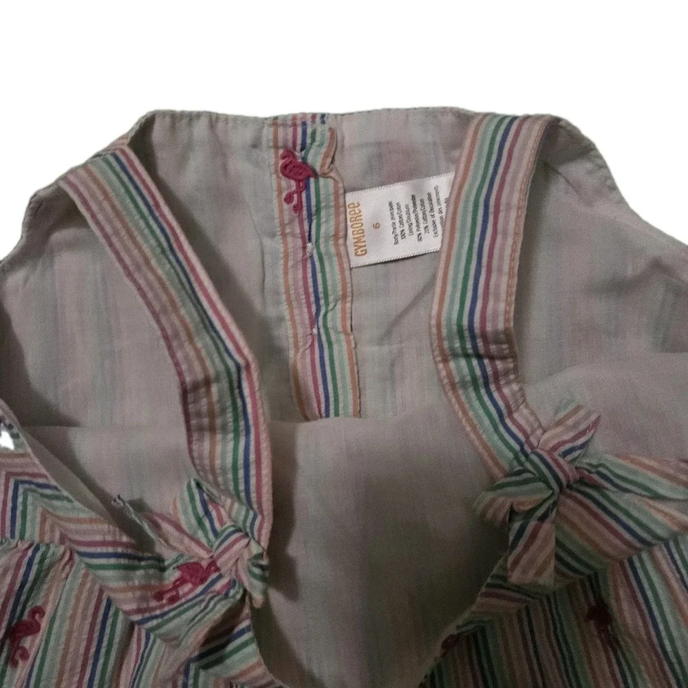 Gymboree Flamingo Rainbow Stripes‎ Dress Size 6